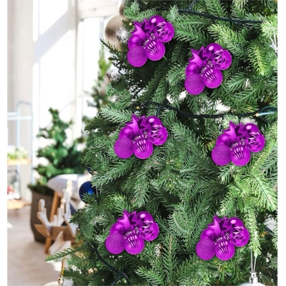 6 Pack of 8" Christmas/Valentines Ball Picks, Ornaments w/ Wired Stems & Glitter - Picture 7 of 9